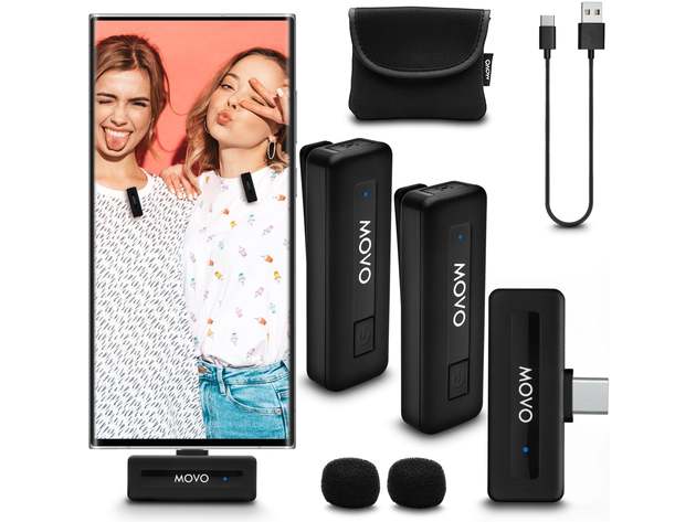 Movo Wireless Mini UC Duo:  Ultracompact Rechargeable Wireless Lavalier Microphone System for Android