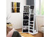 Costway Mirrored Jewelry Cabinet Lockable Standing Storage Organizer W/ Shelf - White