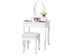 Costway White Vanity Table Jewelry Makeup Desk Bench Dresser Stool 3 Drawers - White