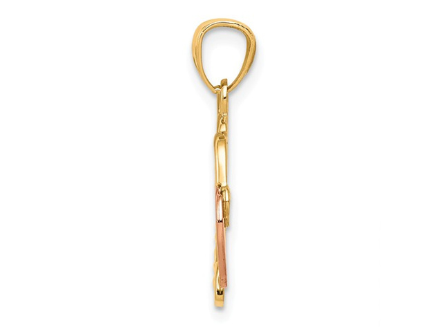 14K Yellow and Rose Gold Key & Heart Locket Pendant Necklace with Chain