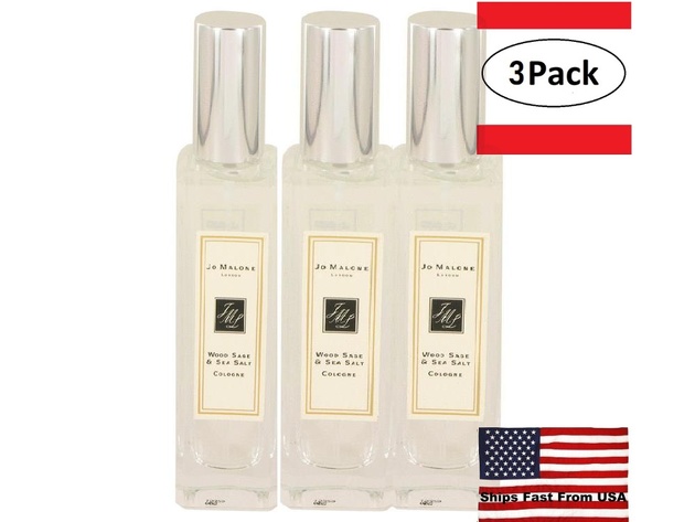 3 Pack Jo Malone Wood Sage & Sea Salt by Jo Malone Cologne Spray (Unisex Unboxed) 1 oz for Men