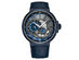 Stührling Legacy Automatic 45mm Skeleton Dual Time Watch (Grey Dial/Blue Leather/Blue Case)