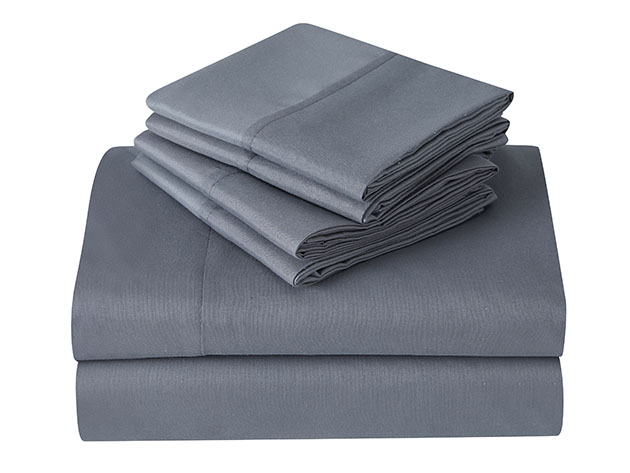 Kathy Ireland 6-Piece Brushed Microfiber Sheet Set (Dark Grey/Full)