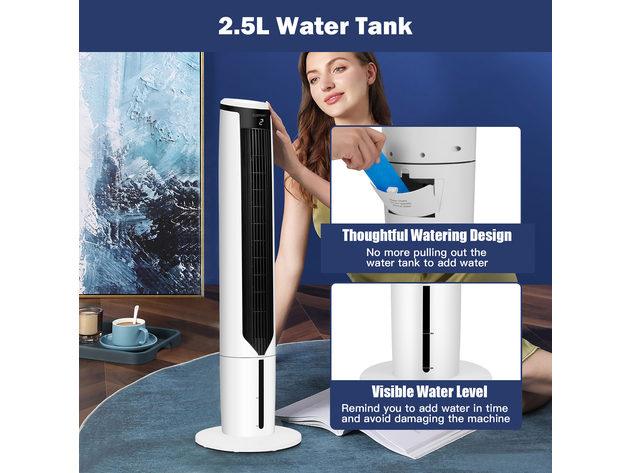 Costway 3-In-1 Evaporative Air Cooler 41'' Portable Tower Fan Humidifier - White