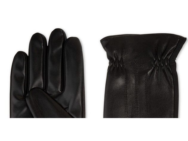 Isotoner Signature Men's Faux-Leather Gloves Black Size Large