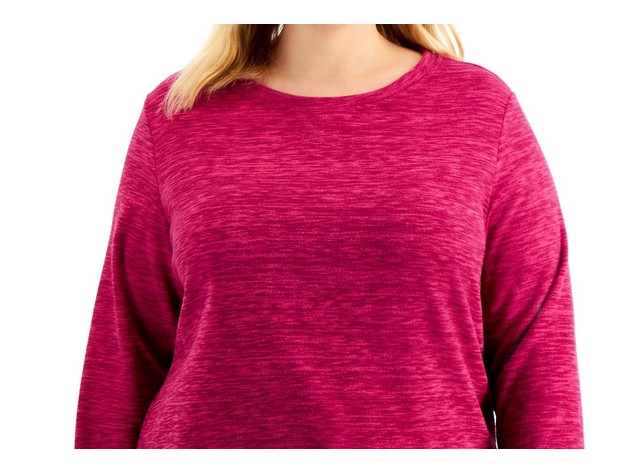 Karen Scott Women's Plus Size Marled Microfleece Top,Purple Size XXX Large