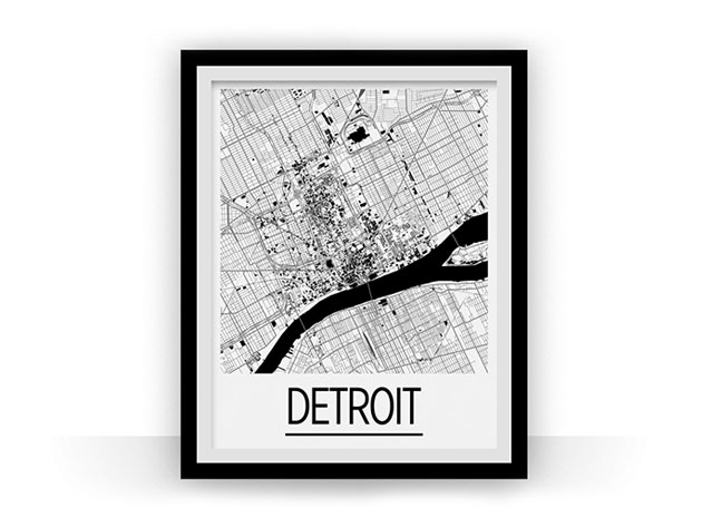 Detroit Art Deco Map Print (18 x 24)