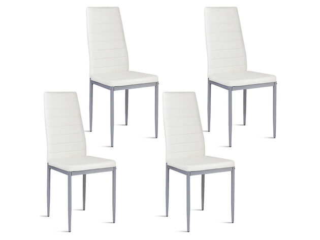 Costway Set of 4 PU Leather Dining Side Chairs Elegant Design Home Furniture White