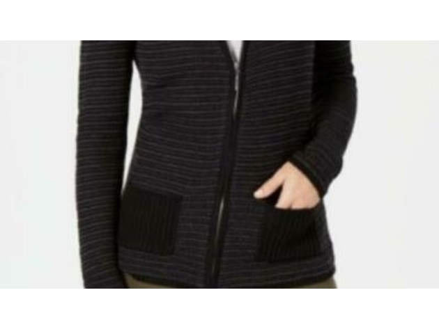 Karen Scott Women's Textured Zip-Front CardiganBlack Size Large