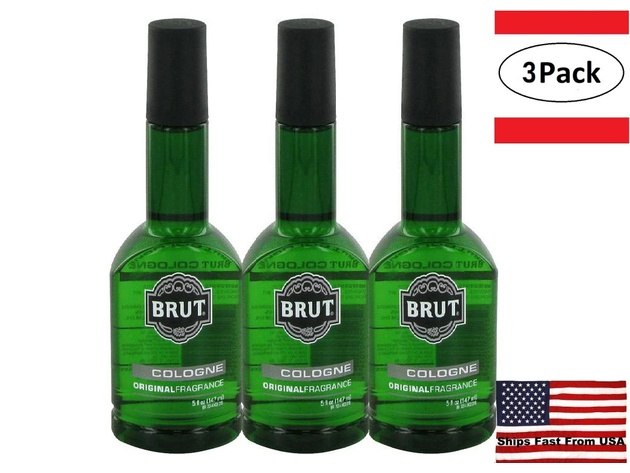 3 Pack BRUT by Faberge Cologne (Plastic Bottle Unboxed) 5 oz for Men