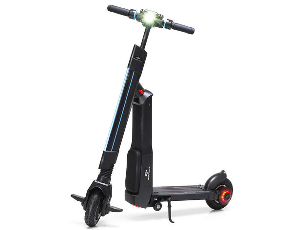 Goplus LED Bluetooth Folding Electric Scooter with Removable Seat Speed Up to 15.5 MPH Black