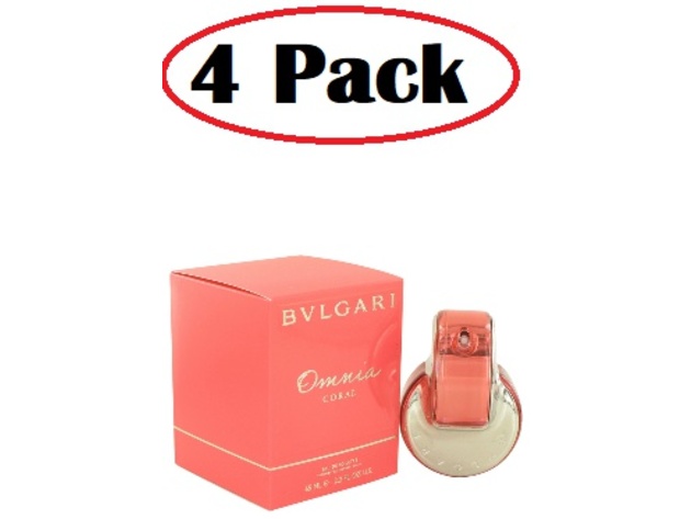 4 Pack of Omnia Coral by Bvlgari Eau De Toilette Spray 2.2 oz