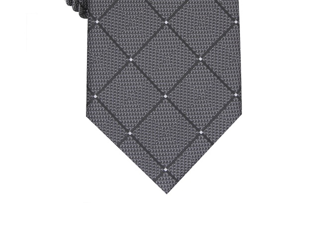 Perry Ellis Men's Burr Classic Geo Grid Tie Gray One Size