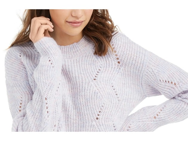 Hippie Rose Women's Juniors' Marled Mock-Neck Sweater Purple Size Medium