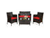 Costway 4 Piece Rattan Patio Furniture Set Cushioned Sofa Chair Coffee Table Red 
