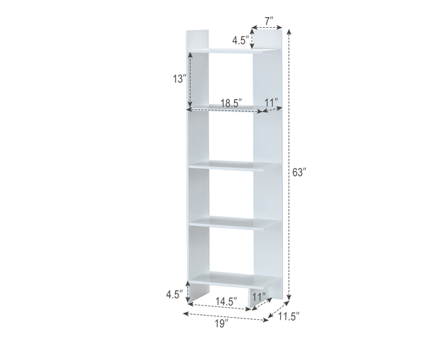 Costway Set of 2 Bookcase Storage 5-Tier Open Shelf Display Room Divider - White