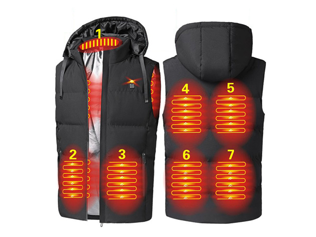 Be Warm Heated Vest with Hoodie - Requires Power Bank, Not Included (Black/Medium)