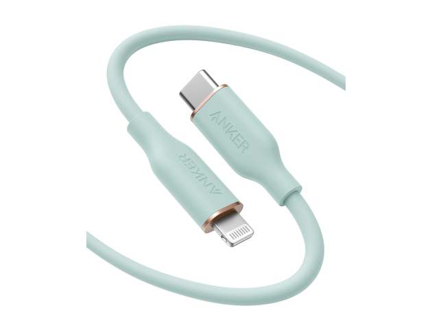 Anker 641 USB-C to Lightning Cable (Flow, Silicone) - 6ft/Mint Green