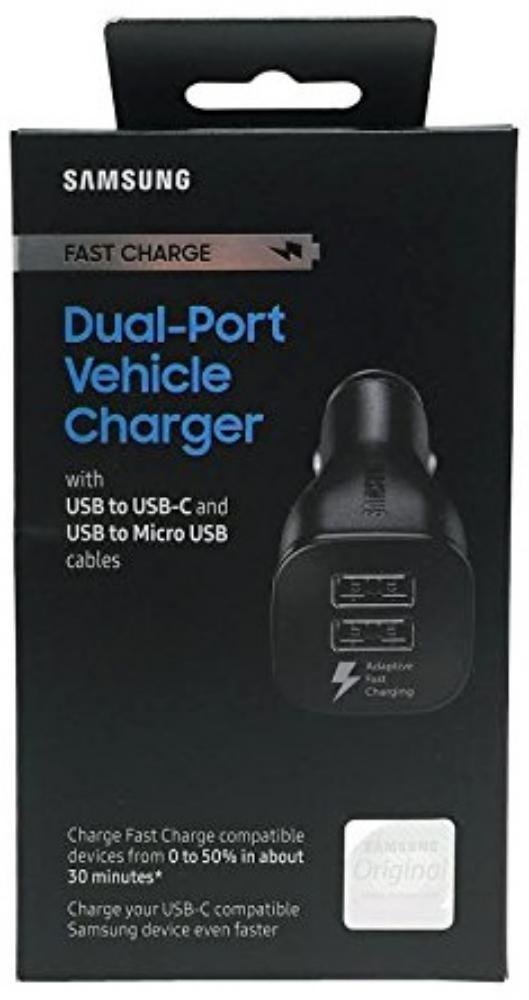 Samsung Fast Charge Dual-Port Car Charger Retail Packaging