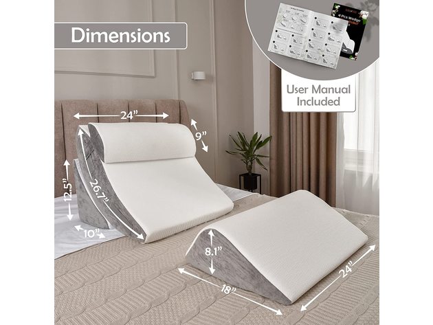 BRITENWAY Bed Wedge Pillow Set  4pc Orthopedic Wedge Pillow Set for Sleeping