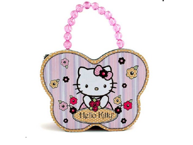 Hello Kitty Butterfly Shape Carry All Tin Purse - Pink