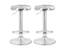 Costway Set of 2 Brushed Stainless Steel Swivel Bar Stools Seat Adjustable Height Round Top - Silver