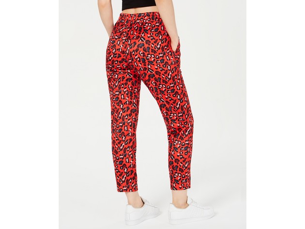 Juicy Couture Women's Leopard-Print Track Pants Red Size Small