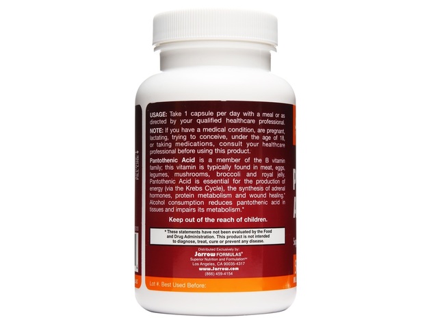 Jarrow Formulas - Pantothenic Acid B5 500 Mg. - 100 Vegetable Capsule(s ...