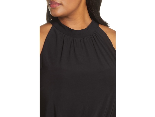 Vince Camuto Women's Halter Neck Geo Embellished Blouson Dress Black Size 4"