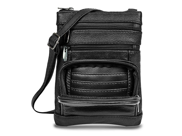 Krediz Leather Crossbody Bag for Women (X-Large/Black)