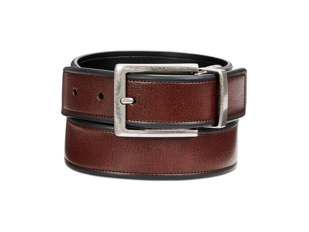 Perry Ellis Men's Portfolio 35 Mm Beveled Edge Reversible Casual Belt Brown Size 40 Regular
