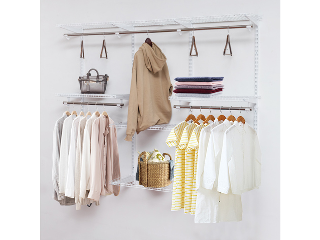 Costway Wall Mounted Adjustable Closet Organizer Custom Metal Closet - White