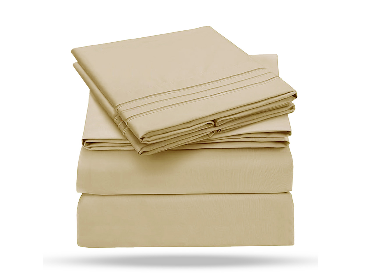 The Luxe 4-Piece Microfiber Bed Sheet Set (Camel/Queen)