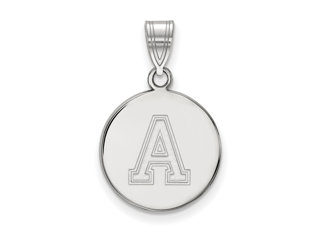 14k White Gold Military Academy Medium Initial A Disc Pendant