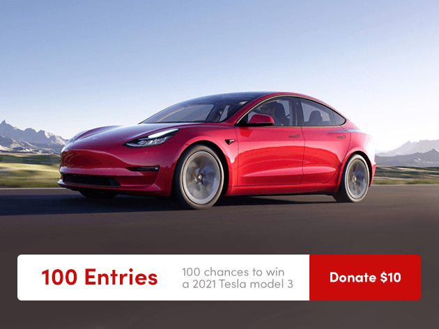 100 Entries to Win a 2021 Tesla Model 3 & Donate to Charity