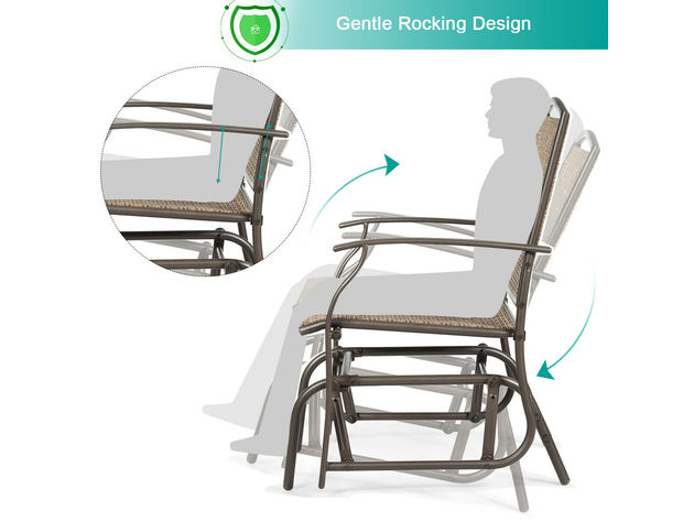 Costway Patio Swing Single Glider Chair Rocking Seating Steel Frame Garden Furni Brown