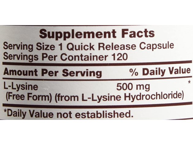 Sundance Vitamins L-Lysine Tablets, Supports The Synthesis Of Proteins and Collagen Production, 120 Count