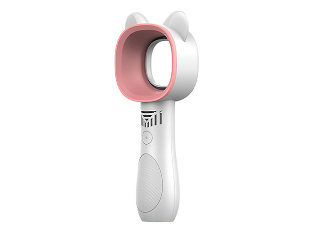 Bladeless Handheld Cooling Fan with Ears (White/Pink)