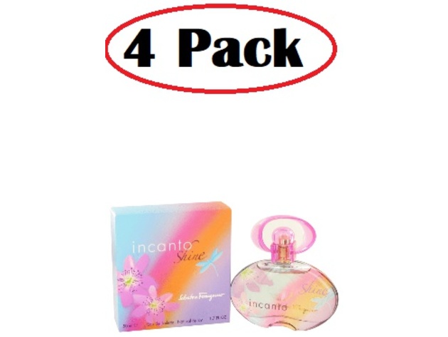 4 Pack of Incanto Shine by Salvatore Ferragamo Eau De Toilette Spray 1.7 oz