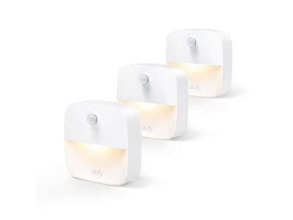 Eufy Lumi Stick-On Night Light, Warm White LED, Motion Sensor, 3-Pack