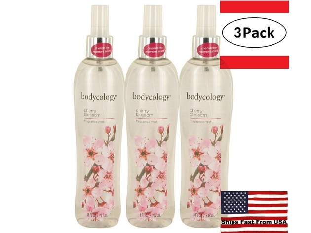 3 Pack Bodycology Cherry Blossom by Bodycology Fragrance Mist Spray 8 oz for Women