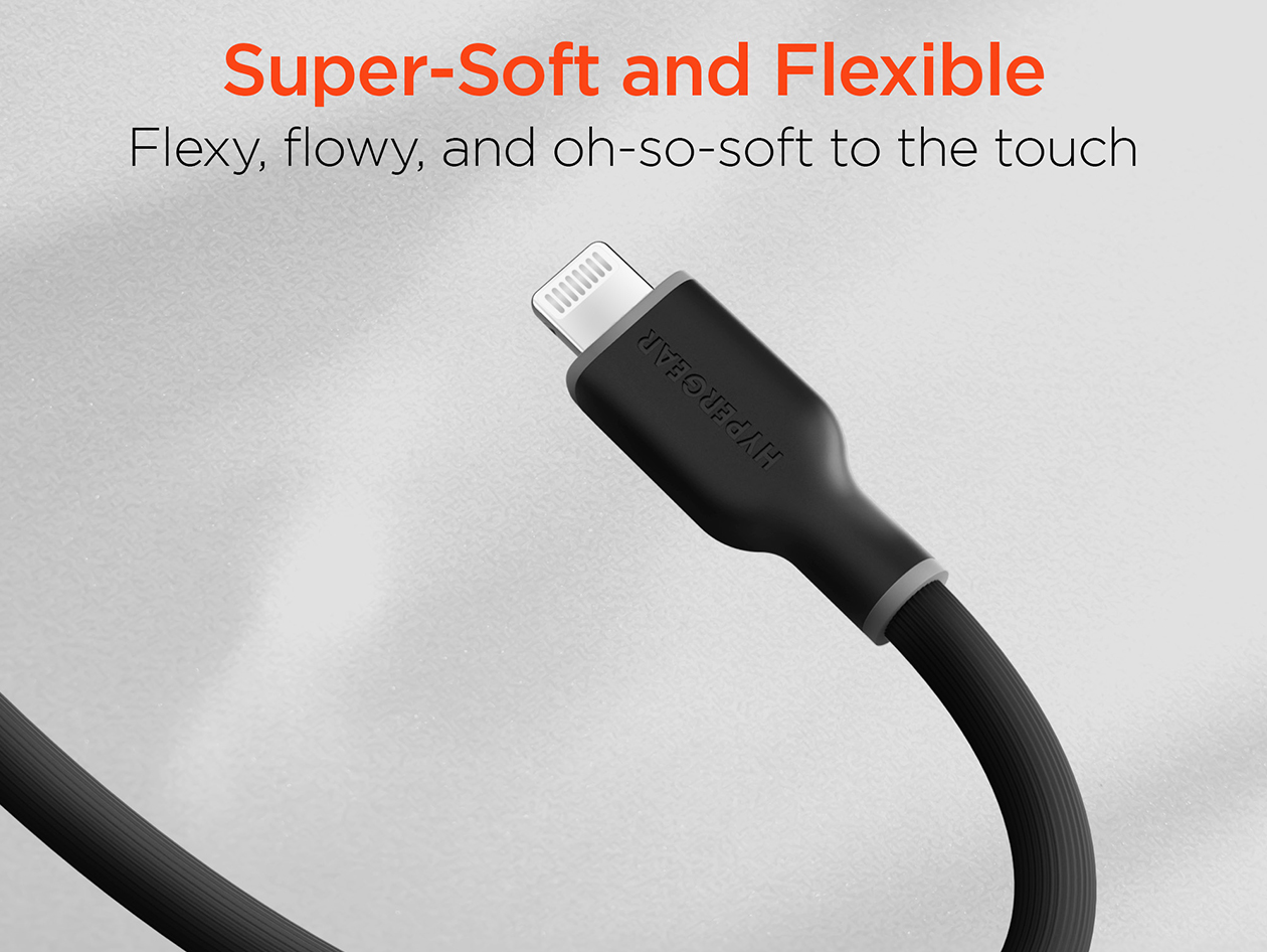 Flexi Pro MFi-Certified USB-C to Lightning Soft-Touch Silicone Cable (10ft/Black)