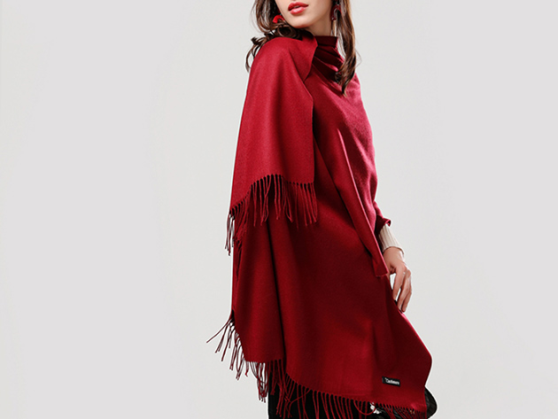 Lavisha Cashmere-Blend Shawl (Wine Red)