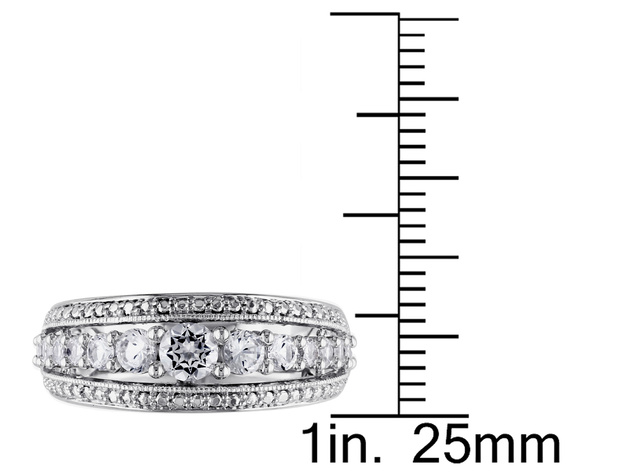 1 1/8 Carat (ctw) Lab Created White Sapphire Graduated Ring in Sterling Silver - 9