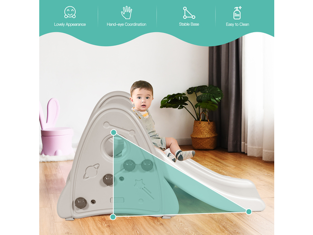 Costway Freestanding Baby Slide Indoor First Play Climber Slide Set for Boys Girls Pink\Blue\Gray - Gray