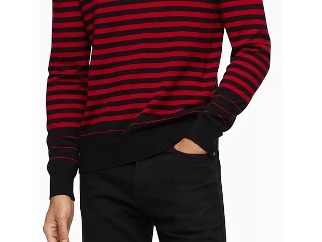 Calvin Klein Men's Colorblock Striped Sweater Red Size Extra Large