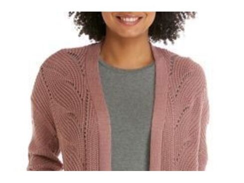 Pink Rose Juniors' Textured Long Cardigan Purple Size Medium Pink Rose Juniors' Textured Long Cardigan Purple Size Medium