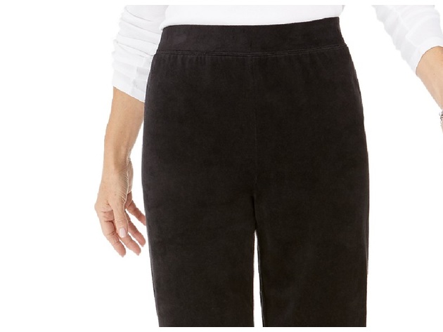 Karen Scott Women's Petite Velour Pull-On Pants Black Size Large
