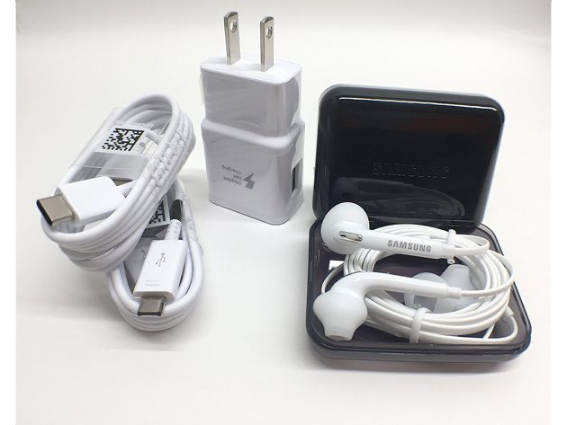 Samsung AFC Fast Charger with Type C & Micro USB + Headset Stylus Kit White