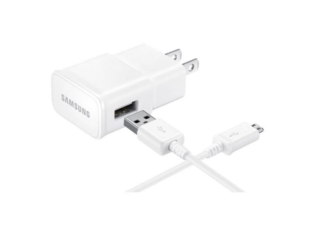 Samsung Fast Charging Adapter Travel Charger + (2) 5 foot Micro USB Data Cables - White 5 Pack